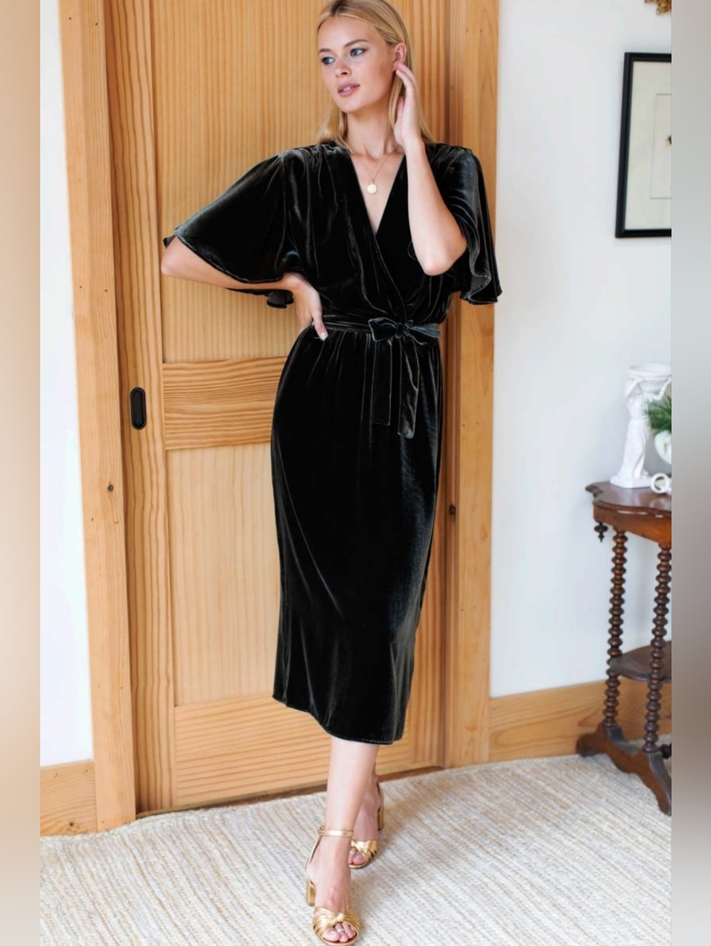 Emerson Fry Velvet Midi Dress L